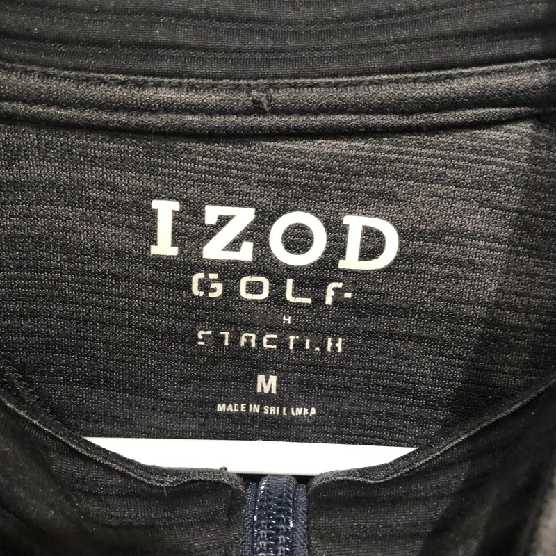 Izod Mens Golf 1/4 Zip Pullover Medium Black Ribbed Stretch Lightweight Classic gallery