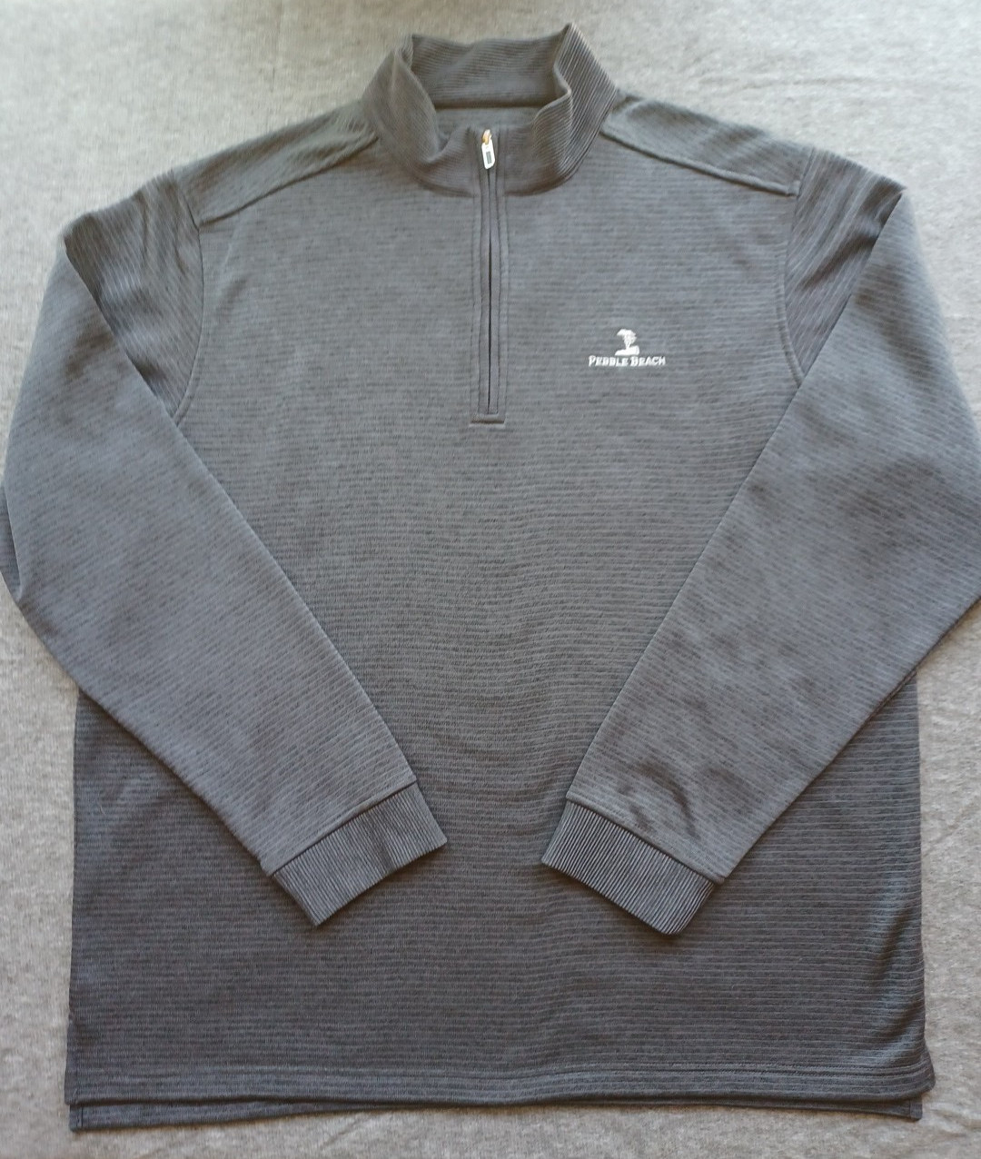 Pebble Beach Mens Golf 2XL 1/4 Zip Pullover Performance Gray Stripe XXL Logo gallery