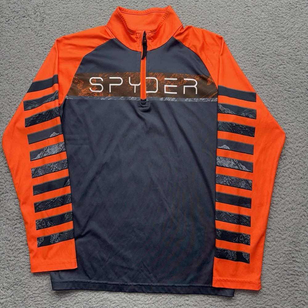 SPYDER Pullover Mens Medium 1/4 Zip Long Sleeve Hiking Stretch US SKI Team