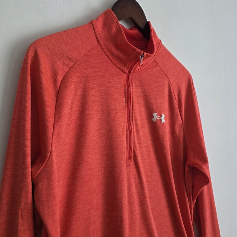 Under Armour Quarter Zip Mens Size Large Salmon Pink Pullover gallery
