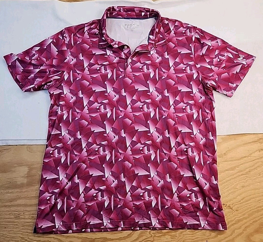 Maelreg Performance Golf Polo Shirt Purple Geometric Mens XL Lightweight gallery