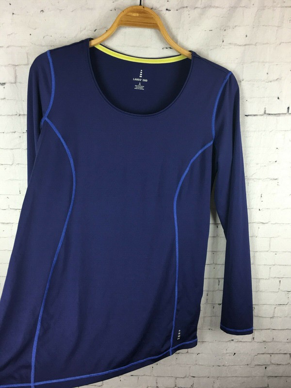 Lands' End Athletic Shirt Small Men's Blue Stretchy Long Sleeve (EAJ) gallery