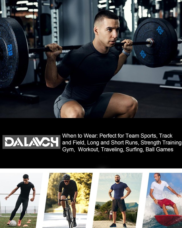 Dalavch 5 Pack Men’s Compression Shirts Short Sleeve Cool Dry Sports Athletic... gallery