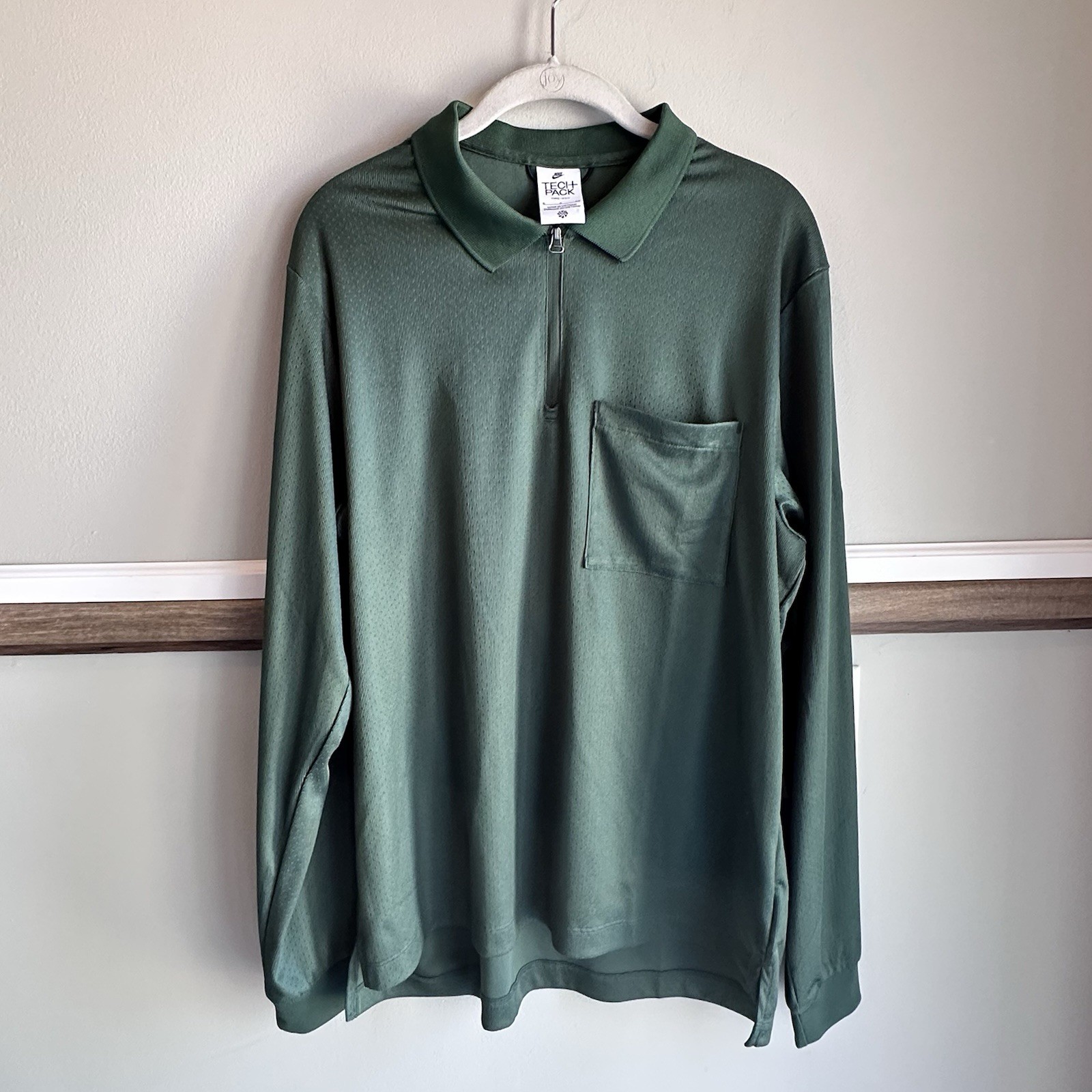 Nike Tech Pack Dri-FIT Half Zip Long Sleeve Top Polo Green FB7381-323 Mens Small gallery