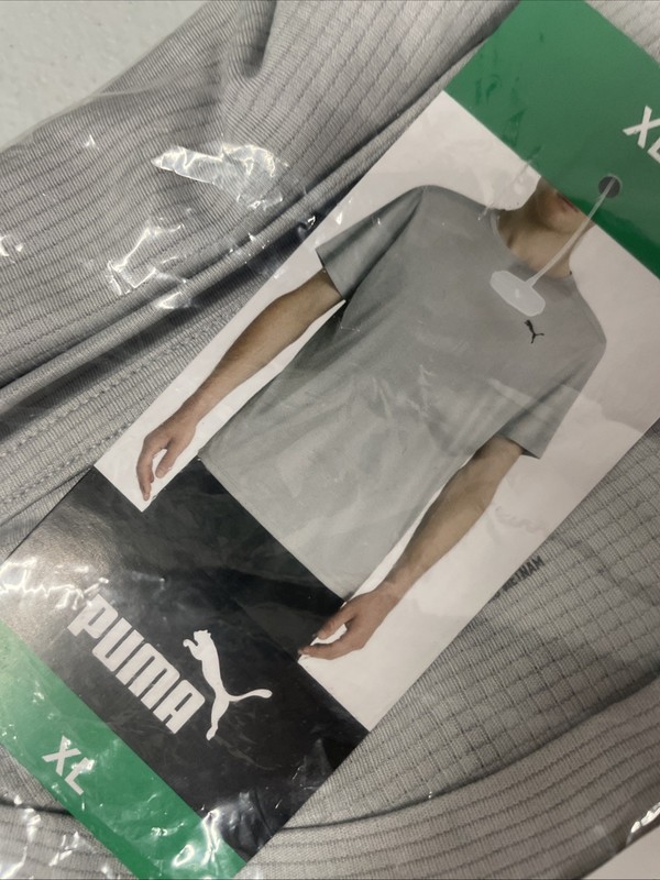 PUMA Men's Lightweight Crew Active Tee Shirt Short Sleeve Logo GRAY XL Performan gallery