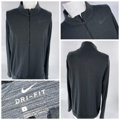 Nike Dri-Fit Running Pullover L Men Gray ¼ Zip Rayon Poly Spandex YGI B2-465