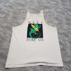 Vintage Crazy Shirts Tank Top Mens Medium White Y2k Surf Outdoor Geco Sleeveless