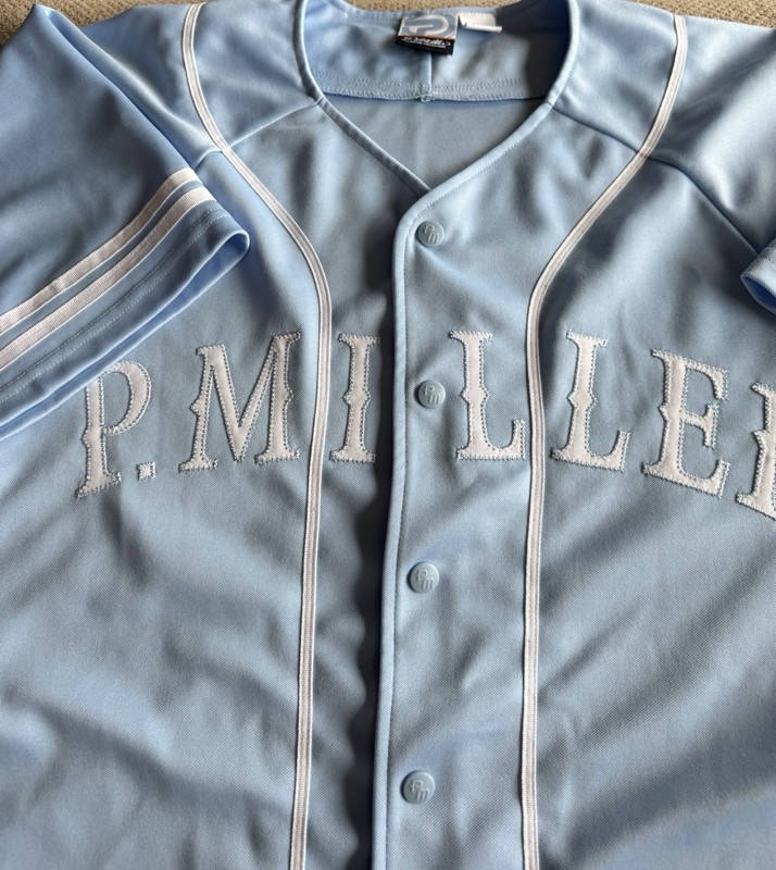 Vintage P Miller Jersey Mens Large Blue Snap Button Baseball No Limit Rap gallery