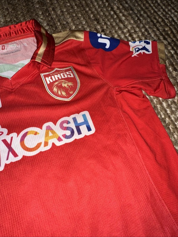 Punjab Kings Cricket Jersey Red Ebixcash Size Medium Rabada #25 gallery