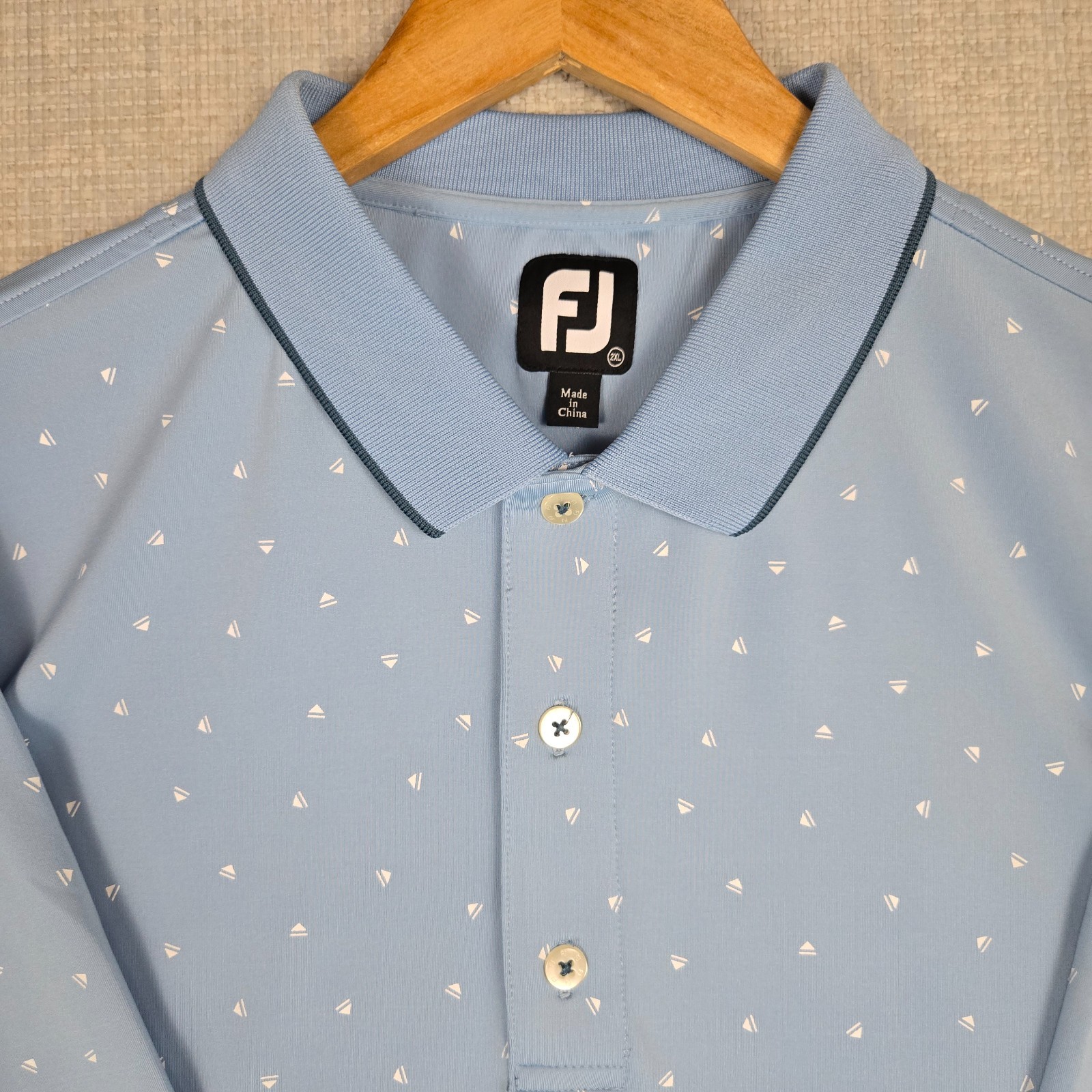 FOOTJOY Mens Size 2XL Eject Button Print Performance Polo Shirt Blue Golf FJ gallery