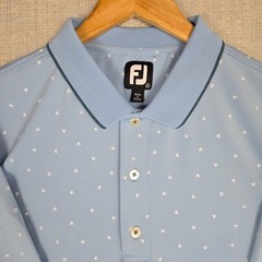 FOOTJOY Mens Size 2XL Eject Button Print Performance Polo Shirt Blue Golf FJ
