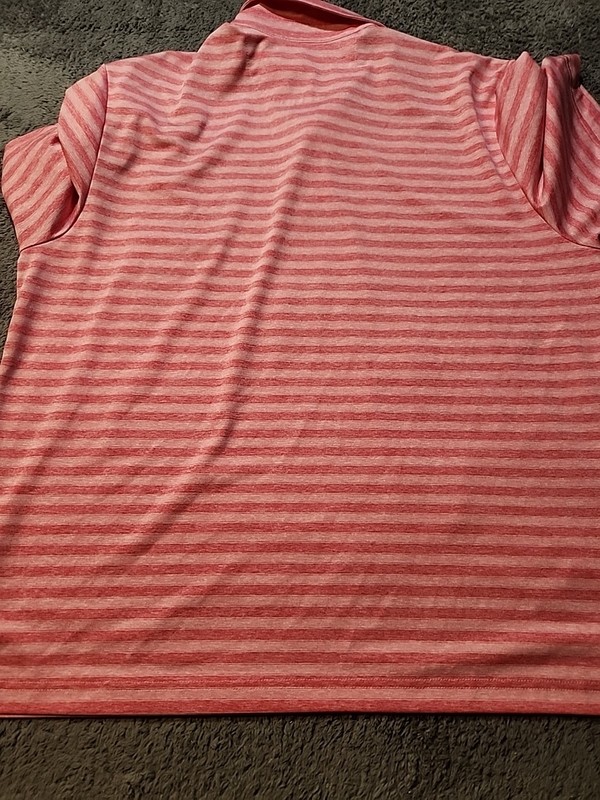 Roundtree & Yorke Performance Pink Striped Golf Lightweight Polo Shirt Mens XL gallery