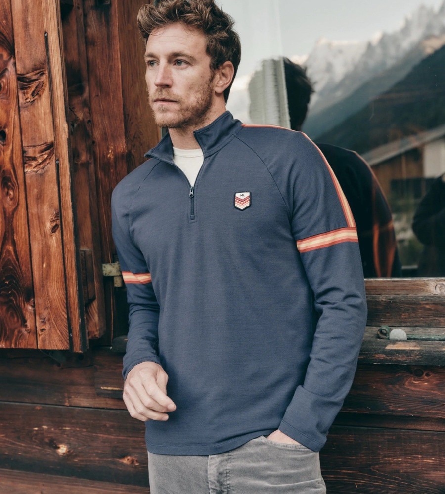 Marine Layer Archive 1/4 Zip Pullover Mens Size XXL Blue Stripe Very Soft NWT