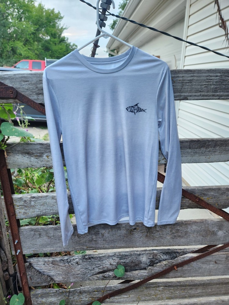 Gray Fish N Vibe Long Sleeve Shirt Sun Protection Size Small