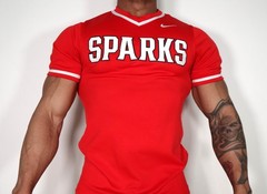 RED “SPARKS 34” BASEBALL SHIRT SMALL