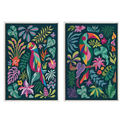 Sylvie “Tropical Parrot and Tropical Toucan” by Rachel Lee 2 Piece Framed Art Pr