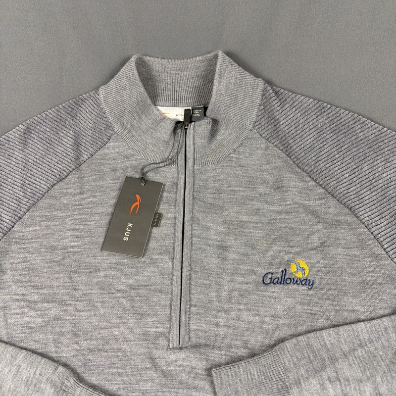 KJUS Golf Pullover Kulum Half Zip Chest Logo XL Gray Wool Polyamide MSRP $279 gallery