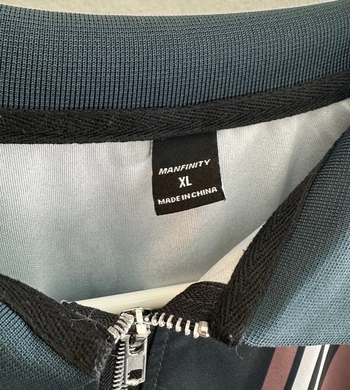 Manfinity XL Striped 1/4 Zip Polo Shirt Black Brown White Collared Short Sleeve gallery