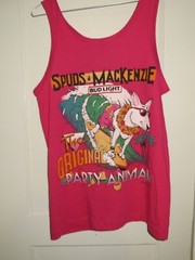 Vintage Bud Light Spuds Mackenzie 1986 Pink Tank Size Med Party Animal
