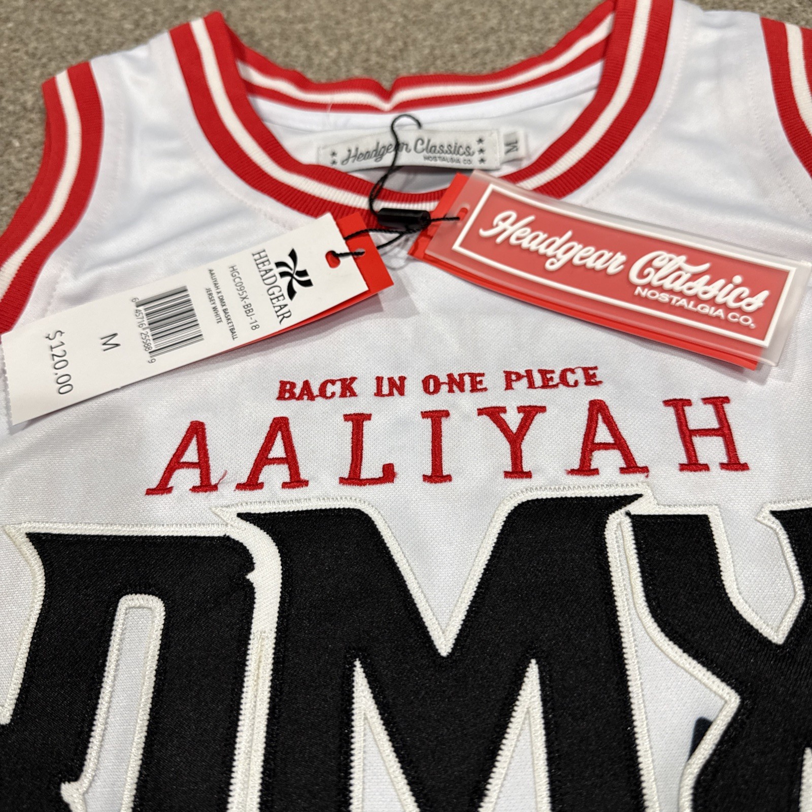 Headgear Classics - AALIYAH x DMX Basketball Jersey, White, Size M, NWT! gallery