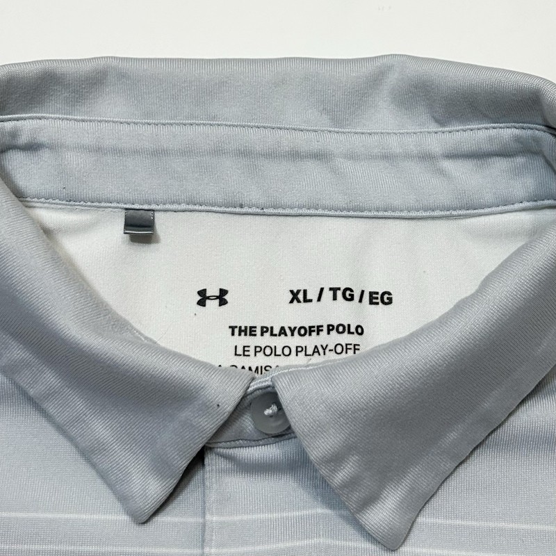 Under Armour UA Playoff Colorblock Stripe Golf Polo Shirt Silver Gray White XL gallery