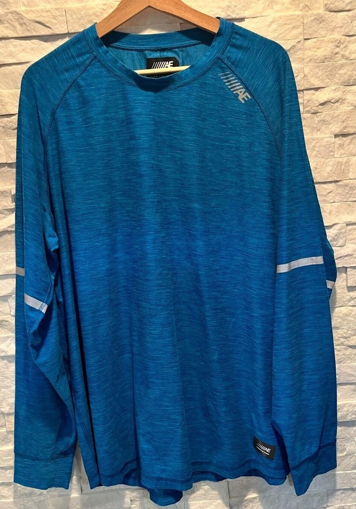 EUC Mens AMERICAN EAGLE Flex Super Soft L/S Crew Neck Refletive Athletic Top XXL