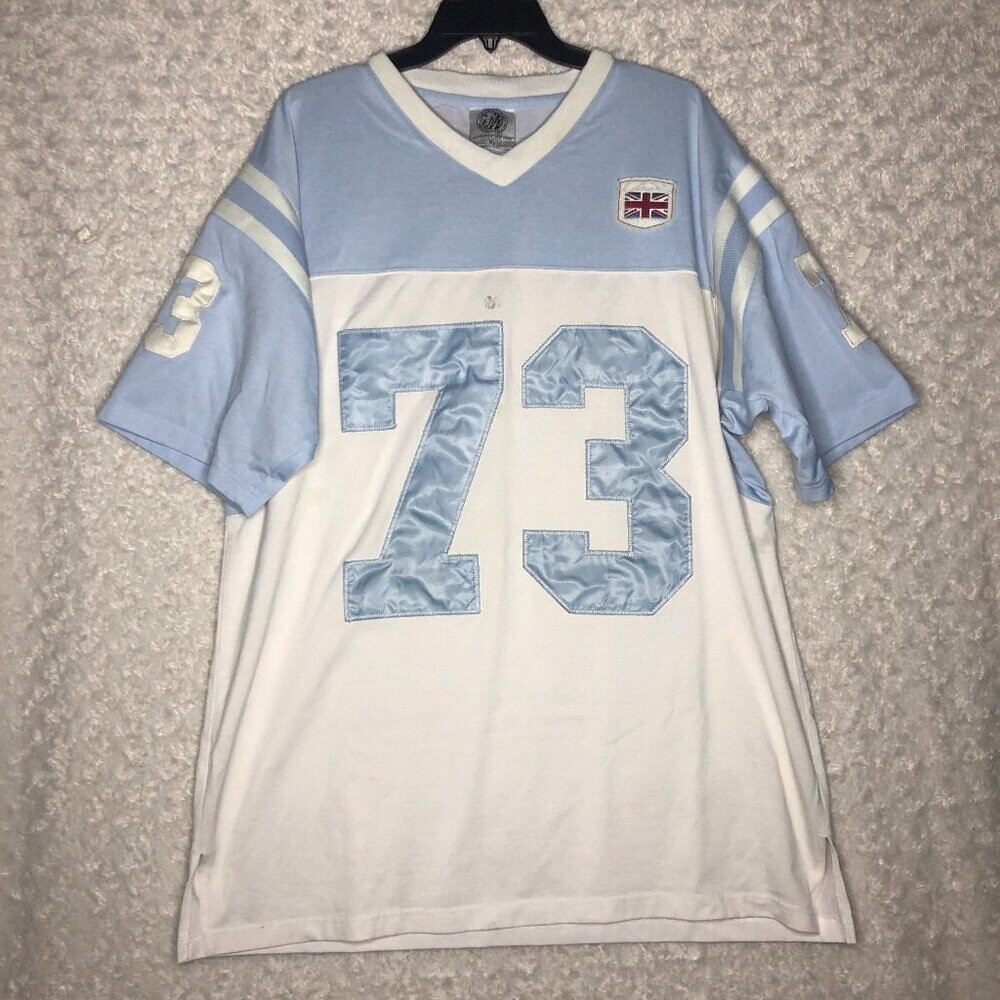London Jeans 73 Men's Blue and White Jersey Size XL