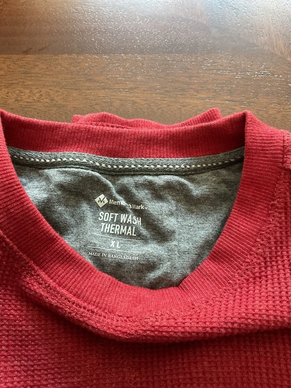 Member Mark Men Long Sleeve Soft Wash Thermal Top Size XL Burgandy gallery