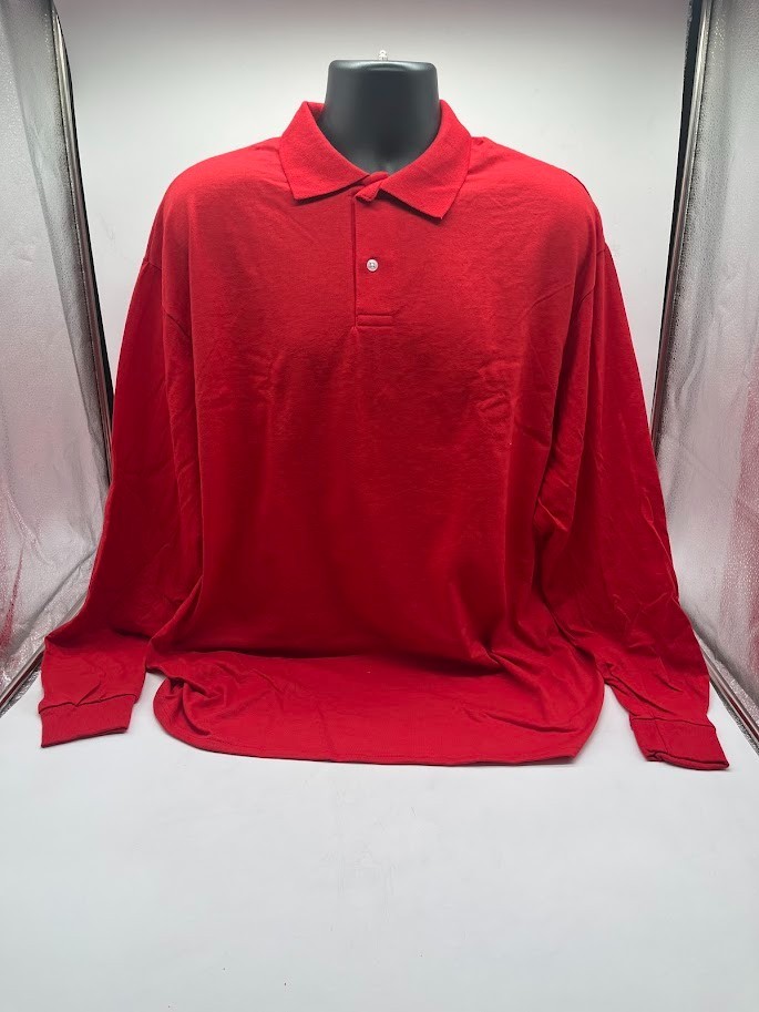 Jerzees Mens Spotshield Long Sleeve Jersey Polo Shirt 437ML True Red Size 2XL gallery