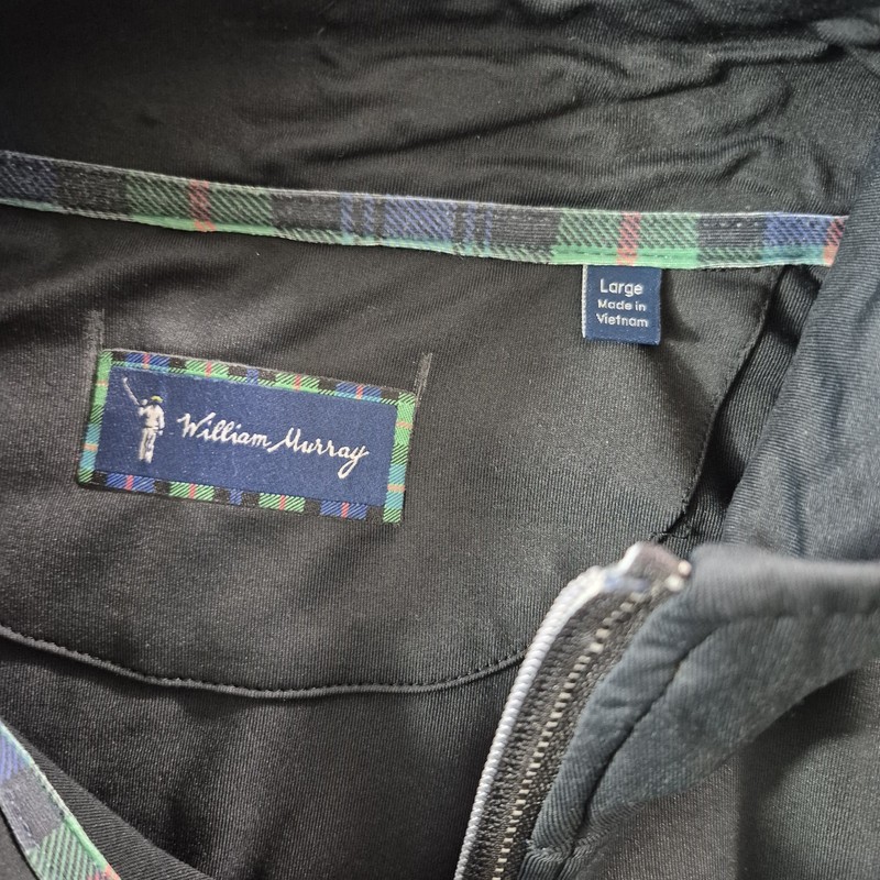 William Murray Pullover Mens Large Black Quarter Zip Golf Athletic Lightweight gallery