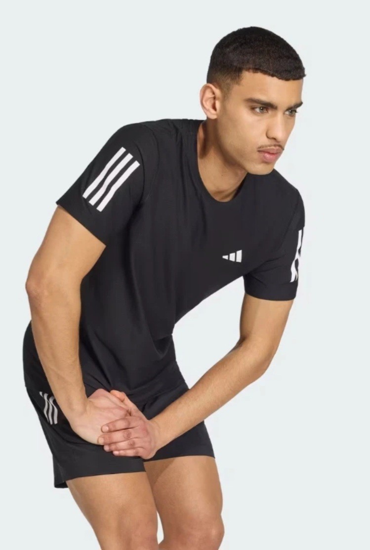 adidas Mens Own the Run B Tee Running Lightweight Reflective Black IN1500 Large gallery