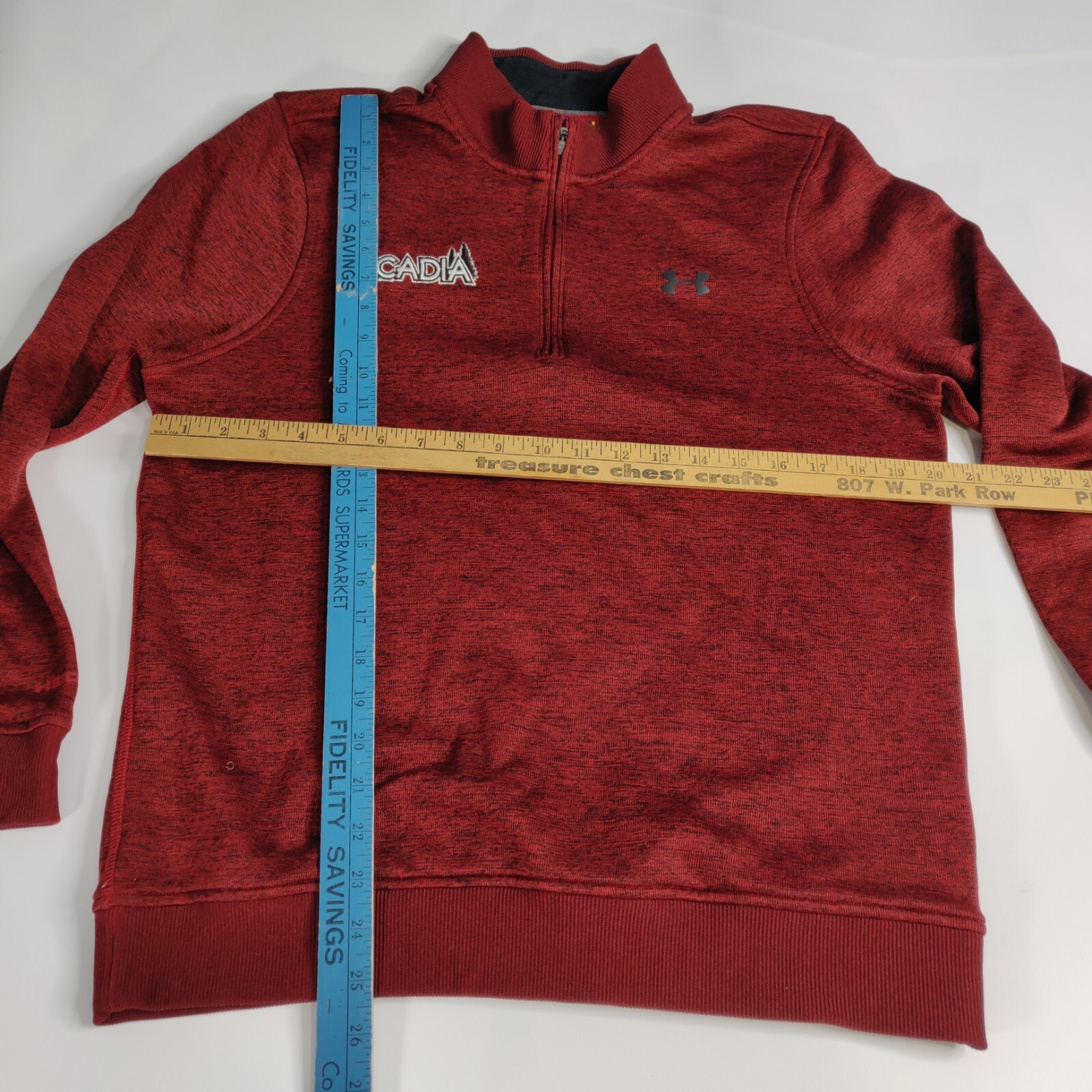 Under Armour Sweater Mens Sz M Storm Cold Fleece 1/4 Zip Golf Pullover Red gallery