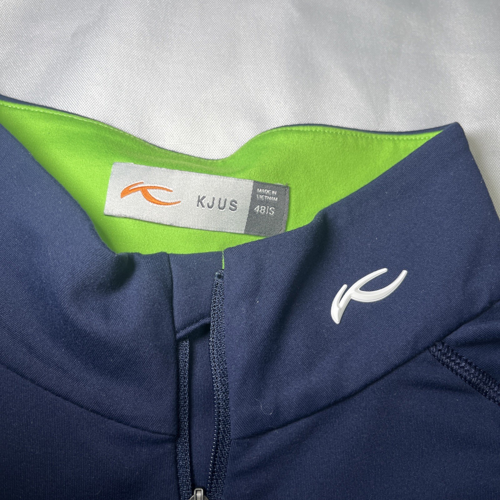 KJUS Mens 1/4 Zip Size 48/S Navy Blue Golf Preppy Pullover Performance gallery