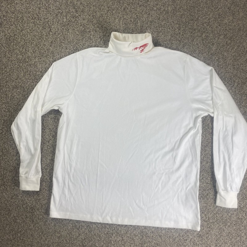 LANDS' END Shirt Mens XL 46-48 White Turtleneck Red Lobster Cotton Long Sleeve gallery