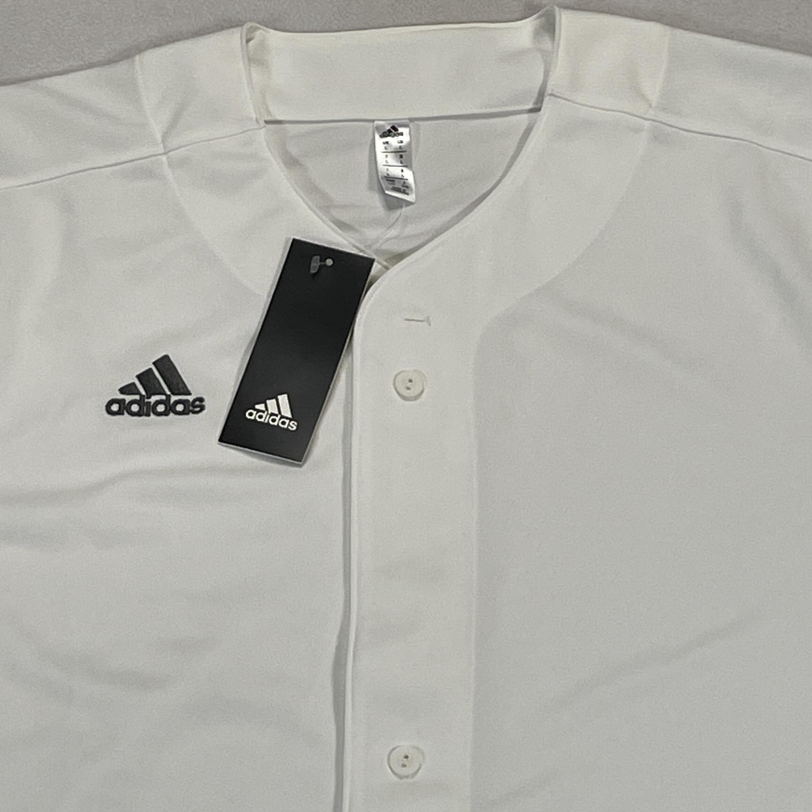 Adidas Shirt Mens Large White Baseball Button Front Jersey Performance Athletic gallery