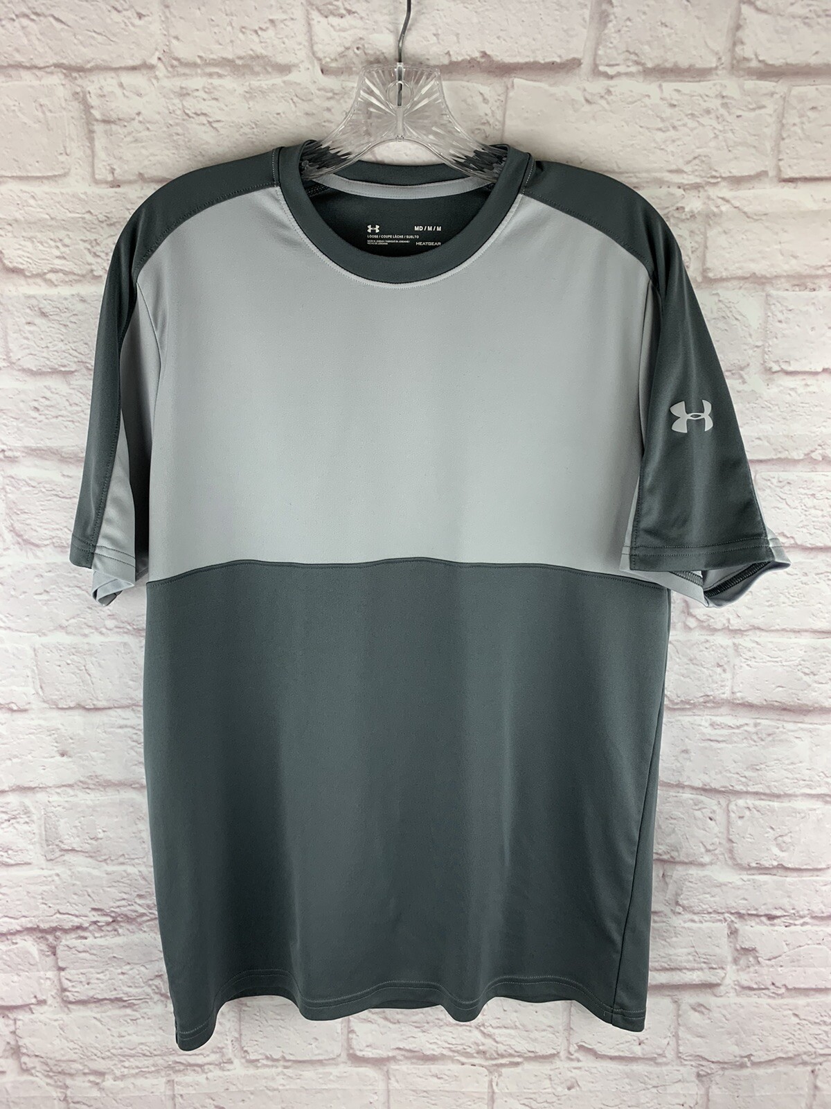 Under Armour HeatGear lightweight gym tennis running gray shirt men's medium gallery