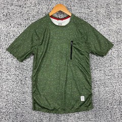 Topo Designs Shirt Mens Small Green Short Sleeve Zip Pocket Performance Hiking