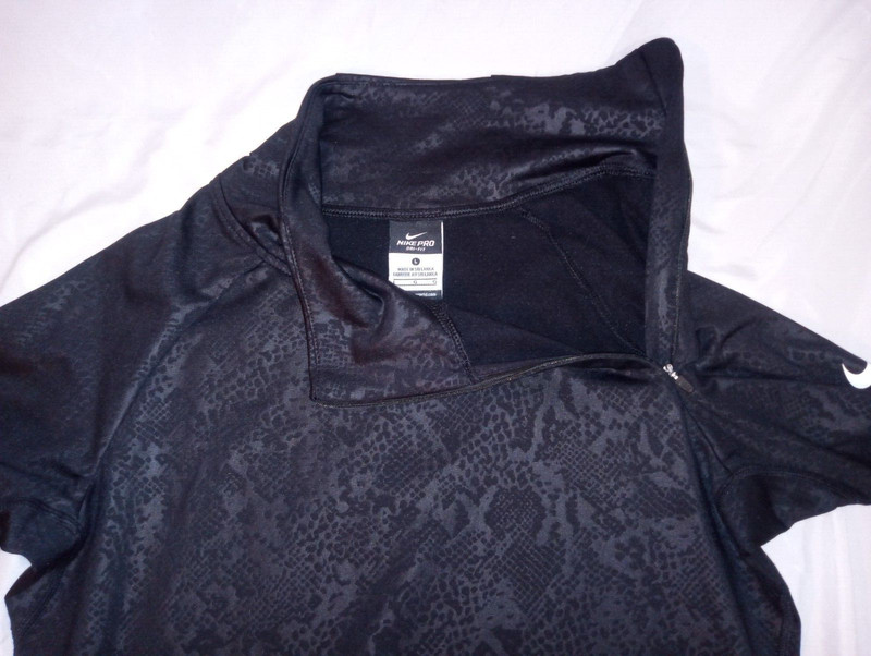 Nike Pro Dri Fit Pullover Adult L Activewear Swoosh High Neck Zip Black RN56323 gallery