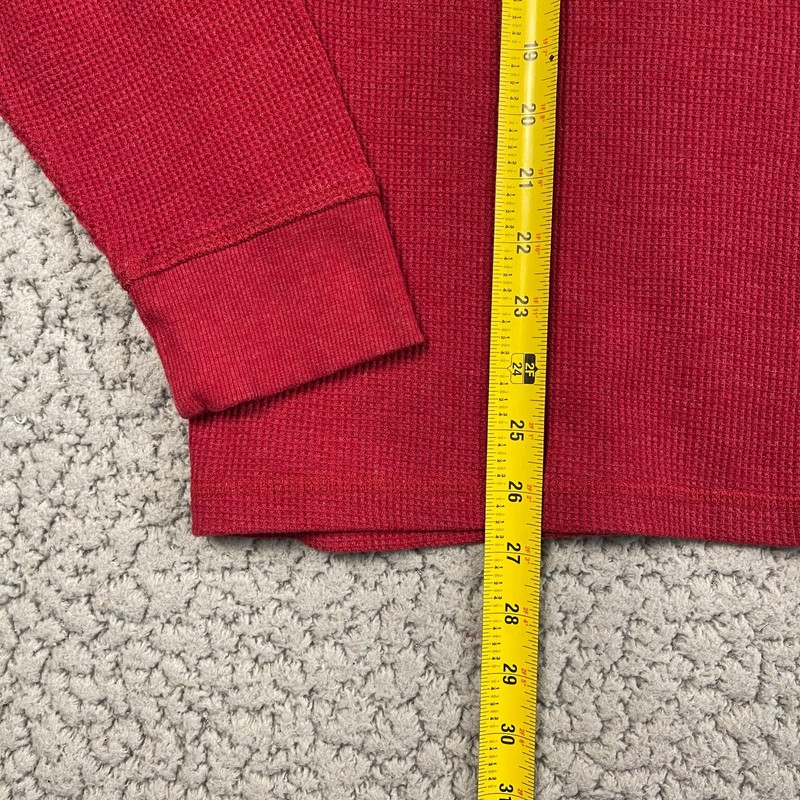 Members Mark Soft Wash Thermal Henley Shirt Mens XL Red Long Sleeve Waffle Knit gallery