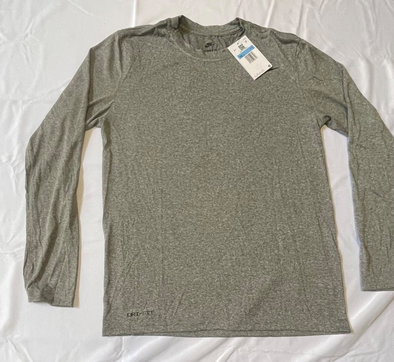 Nike Men's Legend Dri-Fit Long Sleeve T-Shirt, 727980-091 Grey/Black, MEDIUM gallery