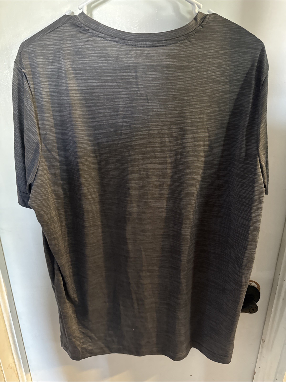 Men's Size Large Athletic Works Poly Jersey Tee Charcoal Grey Stripe NWT USA gallery