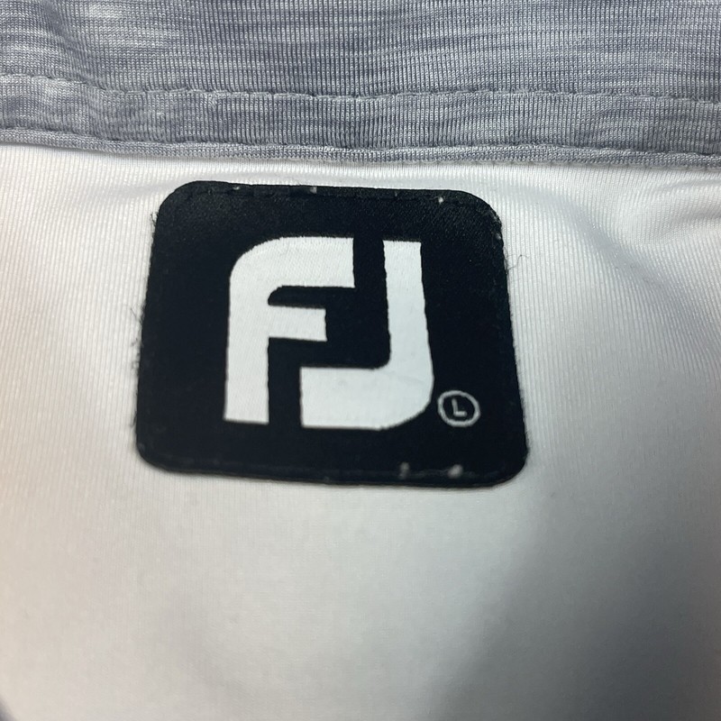 FootJoy Mens Polo Shirt L White Grey Black Colorblock Spandex Stretchy Golf gallery