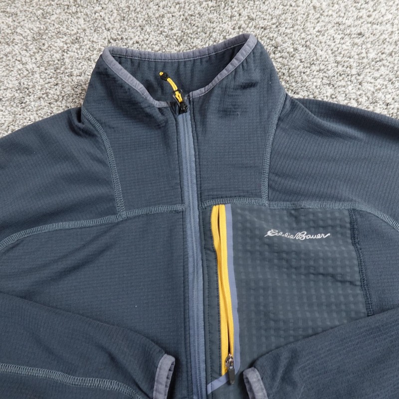 Eddie Bauer Pullover Mens M Blue First Ascent Waffle Knit Grid Fleece 1/2 Zip gallery