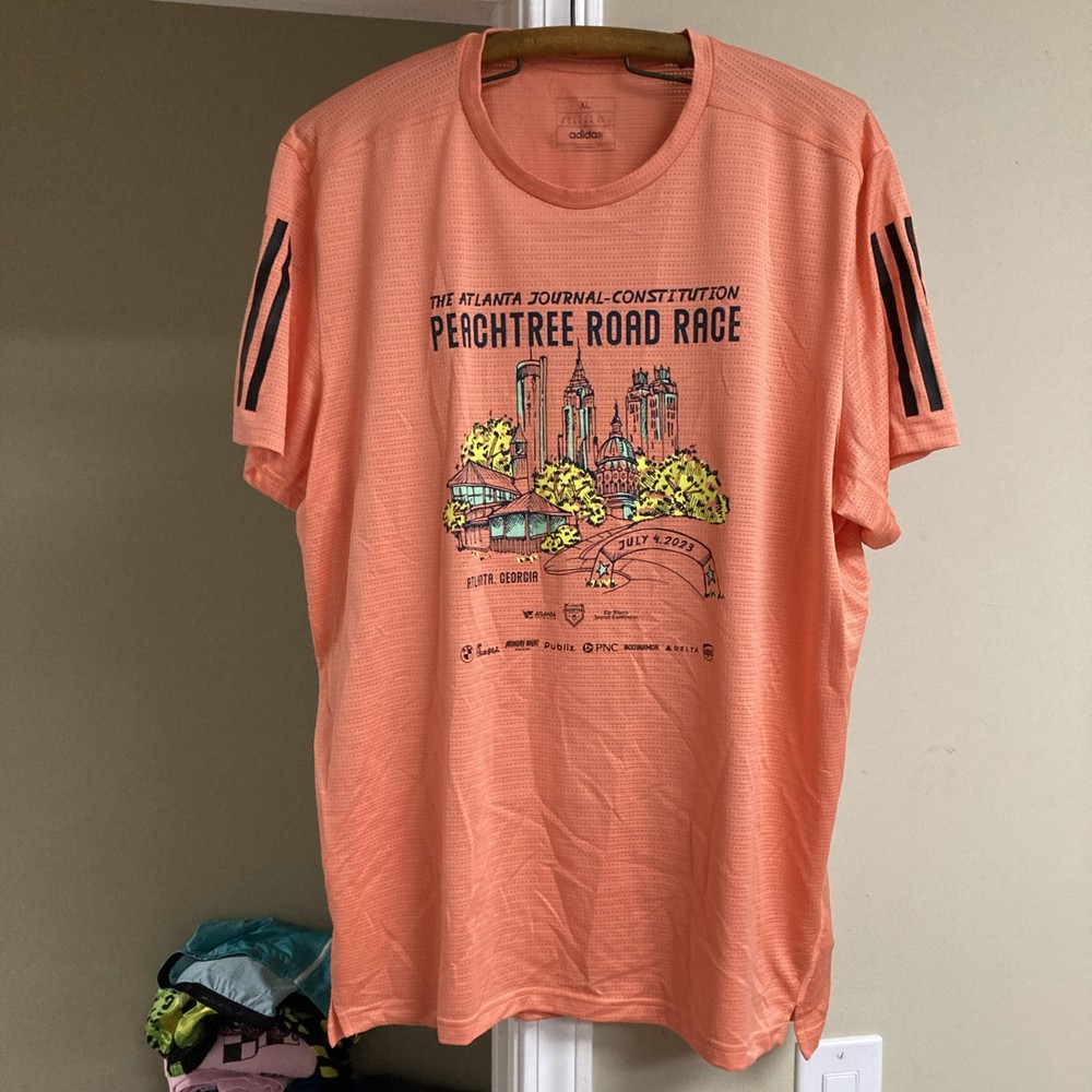 2023 Adidas Peachtree Road Race Shirt Men's XL Orange Running Atlanta July 4th