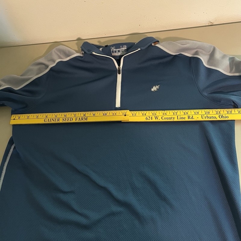 Under Armour Men All Season Gear L 1/4 Zip Sweater Pullover Loose Fit Blue Logo gallery