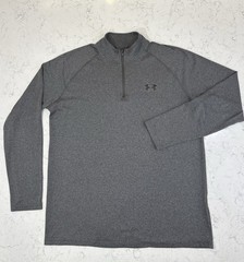Under Armour Heatgear Mens Medium M Loose 1/4 Zip Thin Grey Long Sleeve Sweater