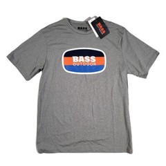 Bass Outdoor Logo T-Shirt Mens Large UPF 50 Grey Heather Crewneck NEW