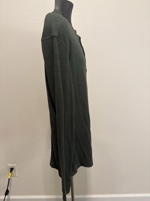 St Johns Bay Mens XL Pullover Henley Top Shirt Long Sleeve Green gallery