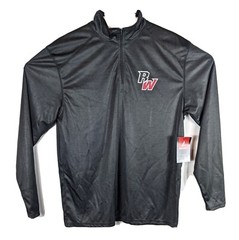 1/4 Zip Gray Workout Shirt Long Sleeve Gray Mens Large RW