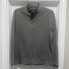Carbon 2 Cobalt Henley Shirt MEDIUM Gray Long Sleeve Cotton Blend Textured